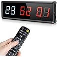 PELLOR Gym Timer - Large Digital Stopwatch with Count Down/Up, Wall Clock with Remote Control, Interval Timer with Adjustable Brightness for Home, Garage, Outdoor