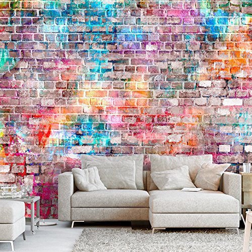 Fototapete Steinwand 400x280 cm - VLIES TAPETE PREMIUM - PROFI QUALITÄT - Top moderne Wanddeko - Riesen Wandbild - Top Design Tapete - Neue exklusive Edition mit noch besser Druckauflösung - Deutsches Premium Vlies - Steine Stein Steinwand Ziegel bunt f-B-0131-a-a