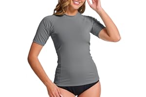 MEETWEE Women's Surf Rash Guard Sun Protection Swimsuit UV Protection Shirt UPF 50+ Short-Sleeve Swim Top Quick-Drying Swimming Sun Protection Shirt for Water Sports