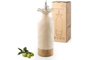 Besmeety 591 ml pumpflaska för olivolja med gravitationspip, keramiska oljeflaskor för kök, sojasåsdispenser, läckagefri, oog