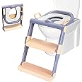 GOCART WITH G LOGO Baby Foldable Potty-Trainer Seat for Toilet Potty Stand with Ladder Step up Training Stool with Non-Slip Steps Ladder Adjustable Foldable for Boys Girls Toddlers Kids (PEACH)