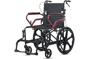 BROOBEY Klappbarer Rollstuhl, Sitzbreite 45 cm | Leichter Transportrollstuhl mit Selbstantrieb und pannensicheren Reifen | Geeignet für Personen bis 120 kg, für den Innen- und Außenbereich