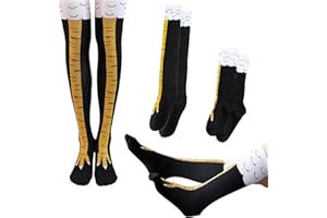 PFLYPF 2-Paare Hühnerfüße Socken, lustige Strümpfe, Cartoon Winter warme Socken, lustige Geschenk Kleidung Zubehör (schwarz und gelb)