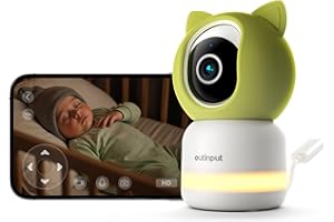 Outinput 2K/4MP WLAN Babyphone mit Kamera App, 360° Baby Monitor with Camera, Fütterungserinnerung, Schlaflieder, Farb-Nachtsicht,2-Wege-Audio, Nachtsicht, Bewegungs/Weinen/Temp/Feuchtigkeitserkennung