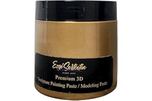 EZGI SERTCETIN 3D Sculpture Painting Paste|Modeling Paste|Texture Paste|Decorative Plaster|Ready to Use|Unique Metallic Pearl and Neon Colors|Stencil|Flowers|Texture and Art Relief|New Big Size 6 oz (Bronze)