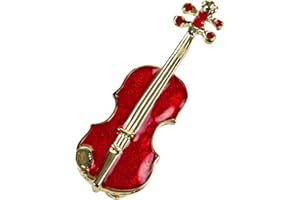 BA BIJOU-ART Spilla violino smaltata per capotto giacca vestito fazzoletto da collo blusa borsa dipinto a mano ottone lucidato