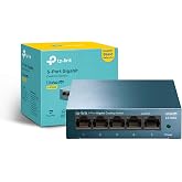 TP-Link LS105G - 5 Port Gigabit Switch, Plug &amp; Play, Steel Housing | Plug &amp; play, no setup needed. Fanless design, silent. Me
