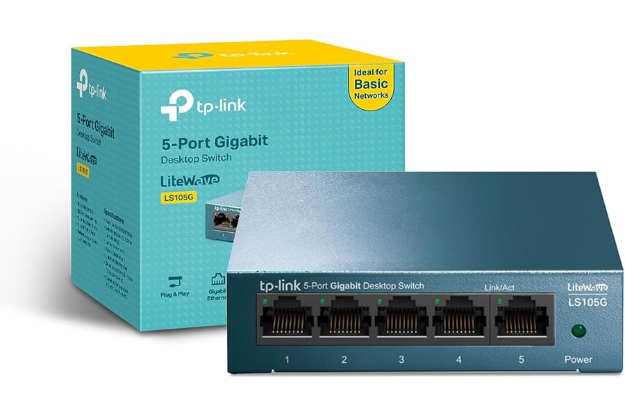 TP Link LS105G - Switch Ethernet Gigabit 5 Puertos RJ45, Plug & Play, Carcasa Metálica Resistente, Super disipación de Calor,