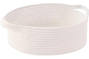 OUTBROS Aufbewahrungskorb, Korb Baumwollseil Gewebt, Flechtkorb, Dekorativer Aufbewahrungsbox, Geflochten, Stapelbare Mehrzweck-Organisations Behälter, Weiß