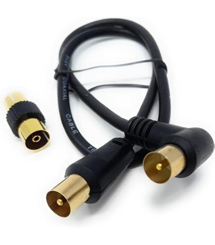 Câble Antenne TV Coaxial Mâle Vers Mâle Plaqué Or Angle Droit 90° 1m
