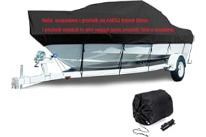 LDIW AMGJ Copertura per Barca Impermeabile, 600D Oxford Tessuto Telo Copri per Barche, per Scafo a V, Tri-scafo, Barca Da Sci Da Pesca, Nero,14 to 16ft: 530x290cm