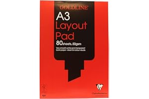 Clairefontaine - Ref GPL1A3Z - Goldline Layout Pad (Contains 80 Sheets) - A3 (420 x 297mm) in Size, 50gsm Paper, FSC-Certified, Degree of Transparency, Acid Free