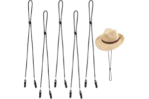 LIQWEI 5 Stück Verstellbare Hutbandclips, Winddichte Hutband Hut Anti-Verlust Hutband Hüte Abnehmbares Kinnband Clips Kinnriemen Für Outdoor Golfen Bootfahren Angeln Hut (schwarz)