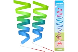 Cikyner Nastri da Danza, 2 Fasce da Colorate Nastro per Ginnastica Ritmica con Bastone, Nastri di Ballo per la Scuola e Il Gioco a casa, Ideale per Le Ragazze alla Festa di Compleanno