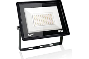 Eleganted 50W Focos LED Exterior， 3000K Proyector Led Exterior, IP66 Impermeable Foco Proyector LED， para Casa, Garaje, Patio, Camino, Jardín