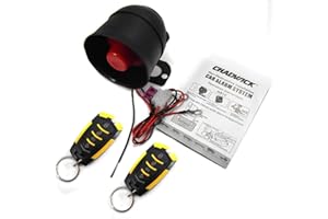 TINGSING Car Horn Siren Alarm,Universal Car Alarm Security Protection System with 2 Remote Controls,for 12v device,7-Level Sensitivity,Anti-Theft Device,No Thread Trimmin,Non-Destructive Installation (CW-8182)