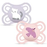 MAM Perfect Pacifier for Babies 2-6 Months, Matte Pink, 2 pcs | With Extra Thin and Flexible Soft Silicone Teat, Easy Accepta
