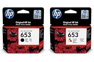 Hp 653 Black Original Ink Cartridge 3Ym75Ae & Hp 653 Tri-Color Original Ink Cartridge 3Ym74Ae