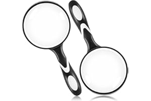 HAKACC 2 sztuki lupy ręcznej, 5-krotna i 10-krotna lupa do czytania, 75 mm, dla seniorów, dzieci, do obserwacji hobbystów, czytania gazet, czytania owadów