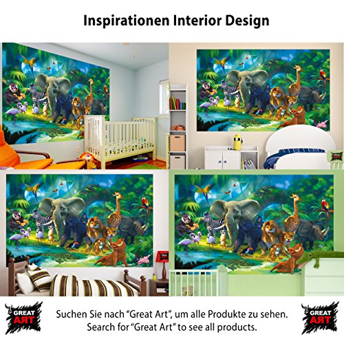 Fototapete Safari Wand-dekoration – Wandbild Dschungel Poster-Motiv by GREAT ART (210 x 140 cm) - 4