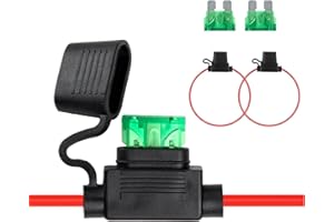 TALNITE Inline Fuse Holder, 12 AWG Waterproof Blade Fuse Holders with Caps, Includes 30A Fuses, Copper Wire, Ideal for Car, Truck, Motorcycle, Boat (2)