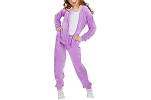 Woolicity Ensemble de Survêtements Pour Filles Survêtement en Velours Tenues 2 Pièces Sweats à Capuche Zippés et Pantalons Vêtements de Sport Ensemble de Jogging