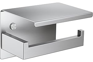 Aikzik Toilettenpapierhalter, Klopapierhalter ohne Bohren, Toilettenpapierhalter mit Bohren, Edelstahl Klorollenhalter Wandmontage, Wc Papier Halterung Rollenhalter mit Kleber für Badzimmer, Silber