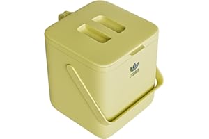 EcoBio Composteur Cuisine 7L – Poubelle Bio avec Couvercle, Poignée & Filtre – Seau à Compost avec Contrôle des Odeurs – Égouttoir Amovible – Passe au Lave-Vaisselle – sans BPA (Light Green)