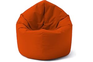 Lumaland Poltrona a sacco | Pouf rotondo 120 x 80 x 75 cm | 2 in 1 per ambienti interni ed esterni | Con imbottitura da 300 l | Impermeabile e robusta [Arancione]