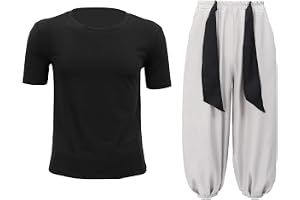 C-ZOFEK Men's US Size Toji Fushiguro Cosplay Costume Gojo Satoru Outfits Black Stretchy Top Baggy Pants