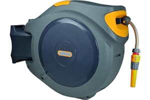 HOZELOCK - Enrouleur de Tuyau Mural Auto Reel 40 M : Facile d'Installation, Dévidoir Prêt à l'Emploi avec lance, Raccords, Tuyau Hozelock et Fixation Inclus - Garantis 5 ans* [2595R0000]