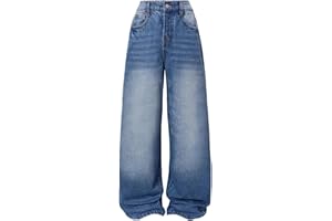 FAMZUNEU Mädchen Jeans Baggy Stretch Cargohose Jogginghose Boyfriend Loose Freizeithose Denim mit Gummizug Vintage Streetwear Jean Hosen Straight Outdoorhose Jeanshosen für Kinder Teenager