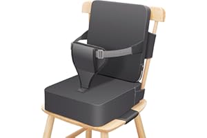 TOTIDYH Rehausseur Chaise Enfant PU Lavable RéHausseurs Antidérapant Rehausseur De Chaise Bebe avec Dossier et Sangles de Sécurité Réglables en 3 points, Portable Coussin Rehausseur Chaise Enfant