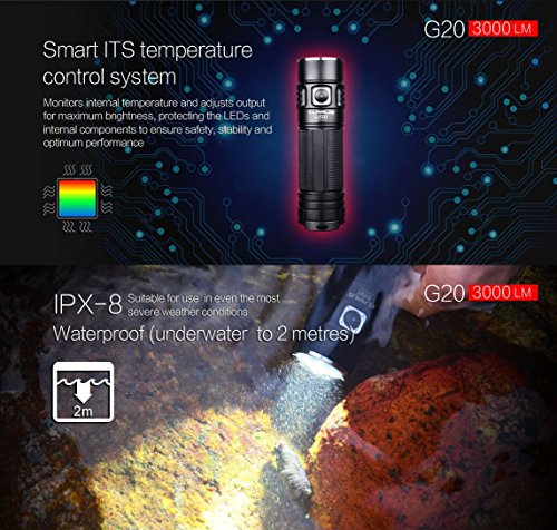 Klarus G20 Taschenlampe CREE Next Gen xhp70 N4 LED 3000 Lumen Wiederaufladbare Taschenlampe dual-switch Mini Suche Licht mit Wiederaufladbare 5000 mAh 26650 Li-Ion Akku + thenines USB-Light - 5