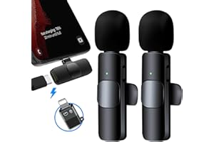 DayDup Micrófono de Solapa Inalámbrico para iPhone/iOS/Android, para Móvil Portátil, para Youtube, Facebook, Twitter, TIK Tok Video y transmisión en Vivo(No se Requiere App), Negro-B