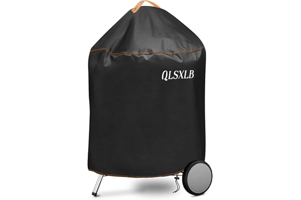 QLSXLB Housse Barbecue Rond Exterieur Imperméable, Bache Barbecue Charbon Résistante de 420D Oxford Φ77x90cm, Accessoires Barbecue Anti-l'eau/Anti-Vent/Anti-UV/Anti-l'Humidité/Antipoussière Noir