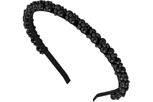 YUNHENTONG Serre Tete Perle, Serre Tete Femme Perle Bandeaux, Serre Tete Mariage, Perles Cerceau de Cheveux, Mode Perle Femmes Bandeau, pour un Usage Quotidien, un Rendez-Vous une Fête (noir, standard)