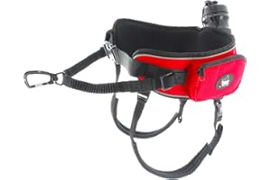Baudrier Confort Trek canicross, canirando, canijogging, canitrail, Utilisation Intense Sportive ou Loisirs, I-dog est Une Marque Française. - Taille Unique - Coloris Rouge, livré avec la Gourde