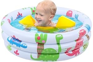 MARVELLOUS Inflatable Paddling Pool,3 Ring Portable Paddling Pools with Inflatable Safety Bubble Bottom,Indoor&Outdoor Water Play Swimming Pool for Pet,Summer Play Water Tools for Home and Travel
