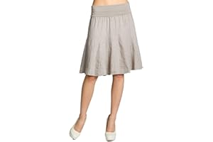 Caspar RO014 Damen Leinenrock mit figurfreundlichem Stretch Bund