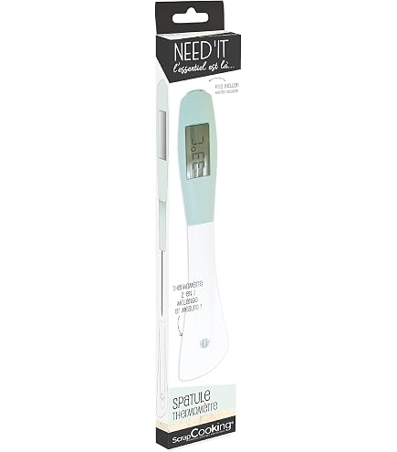 Spatule Thermomètre 2 En 1 – Inox, Silicone – Pour Cuisine, Contrôle Température En Cuisant – Coloris Aléatoire - 2