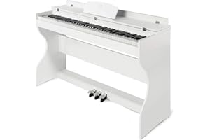 ARTIST HAND MUSTAR Digital Piano 88 Weighted Keys, Full Size 88 Key Piano Keyboard Semi Weighted, Home Electric Piano with Furniture Stand and Triple Pedal, Music Stand, USB MIDI, White