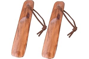 LEZED Cuerno de Zapato de Madera Corto Calzador con Cuerda Colgante Calzador de Madera con Cuerda Colgante Calzador de Zapatos para Todos los Tamaños de Pie Fácil de Utilizar para Viajar 2 Piezas