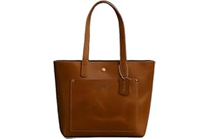 Hudson & James Women Vintage Genuine Leather Tote Shoulder Bag Shopper Handbag Work CrossBody