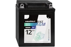 ‎BATTERIE24.DE HeyVolt BIKE AGM Motorradbatterie YB12A-A YB12A-B 12V 12Ah