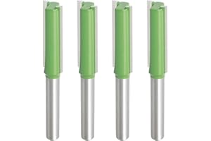 Aopin Router Bit 10mm Cutting Dia 6mm Shank Dia Double Flute Straight Bit Carbide for Woodworking Milling Cutter Tool, Green, Silver, 4Pcs
