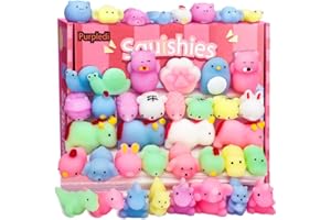 Purpledi 50 Pcs Mignon Squeeze Animaux Jouets Squishies , Squishy Kawaii Squishies Animaux Slow Rising Squeeze pour fête d'enfant Cadeau de Noël, Cadeau d'anniversaire, Soulagement du Stress