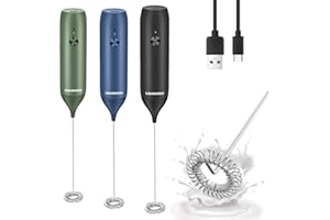 LUUKMONDE Rechargeable Milk Frother Whisk Handheld with USB-C Cable, Milk Frother Electric with S/S Whisk, 14000RPM Electric Whisk/Coffee Frother for Latte, Matcha, Protein Powder, Hot Chocolate (Black)