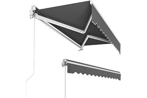 LIFERUN Toldo articulado Manual, 300 x 250 cm, Ajustable, protección UV, Resistente a la Lluvia, para Exteriores, Balcones, Antracita