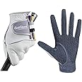 Scott Edward Mens Golf Glove, No-Slip, Breathable, Soft, Washable, Worn on Left Hand, Dark Blue Palm(Black,L)